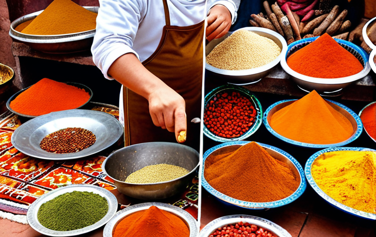 **
A vibrant, bustling Moroccan market scene in Marrakech. Focus on a cooking class where a traveler is actively participating in preparing a tagine, surrounded by colorful spices, fresh ingredients, and friendly Moroccan locals. Capture the essence of cultural immersion and hands-on learning. Keywords: Moroccan cooking class, Marrakech travel, cultural immersion, food tourism, culinary adventure.
**