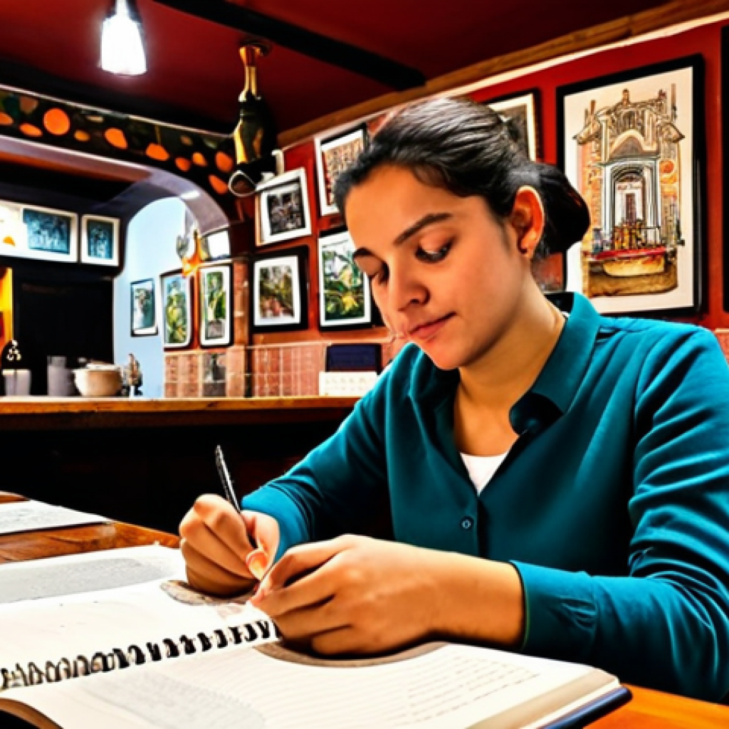 Cultural Immersion in Spain**
A student fully clothed in appropriate attire, sketches in a travel journal at a vibrant tapas bar in Seville, Spain. The bar is filled with locals, enjoying food and conversation. Professional quality, perfect anatomy, correct proportions, natural pose, safe for work, appropriate content, professional, modest, family-friendly.
**