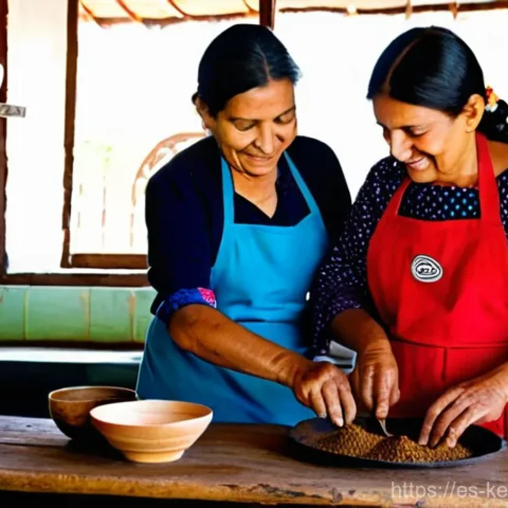 여행 중 교육적 활동 계획하기 - **Prompt 1: Oaxaca Mole Cooking Class**
    A vibrant, sunlit scene inside a traditional Oaxacan kit...